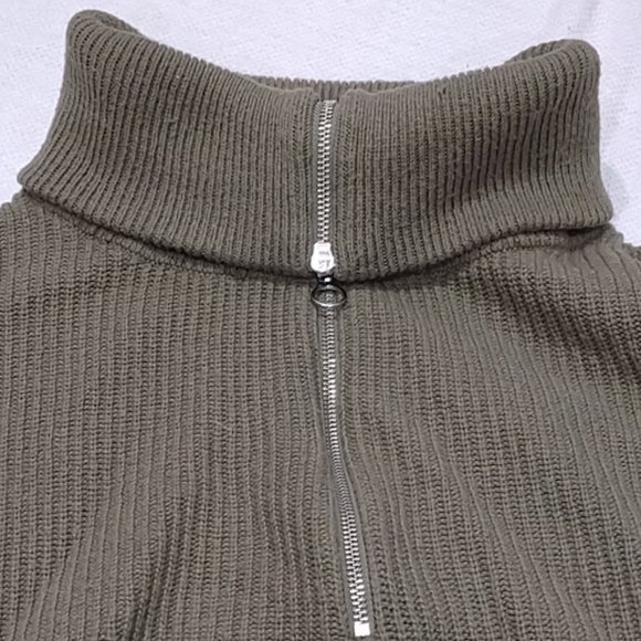 TALBOTS OLIVE GREEN KNIT PULLOVER 1/4 ZIP SHORT WAISTED CROPPED DROP SHOULDER 2X - Picture 5 of 9